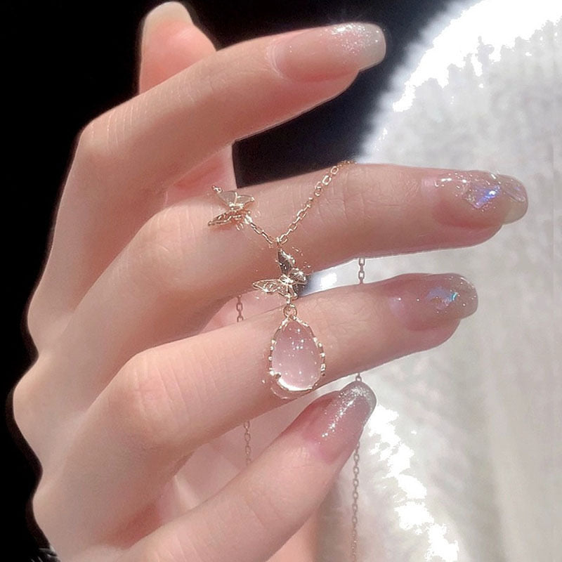 Dewdrop Pink Chalcedony Necklace