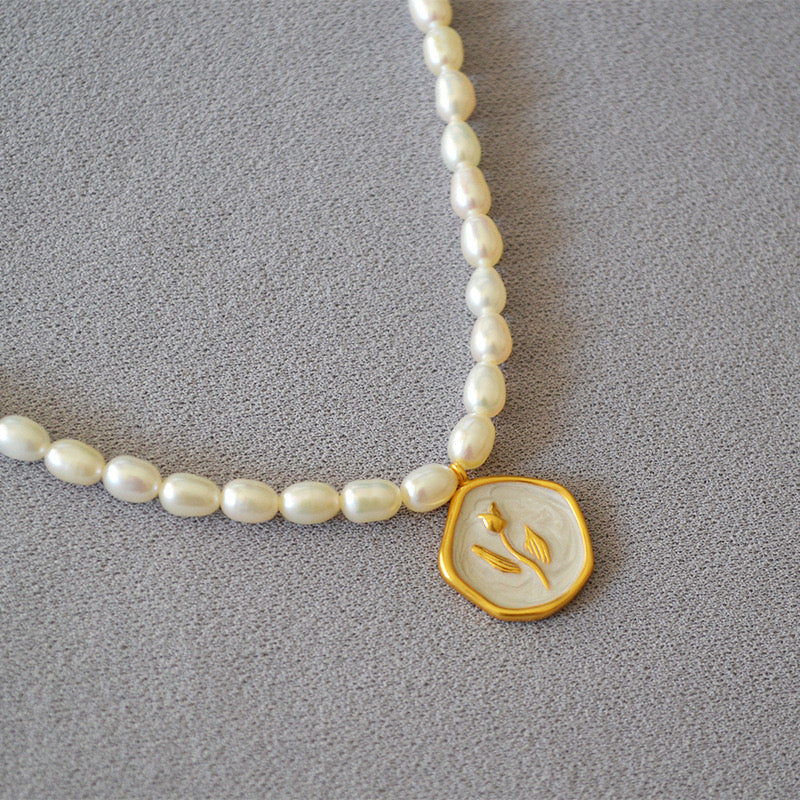 Whispering Blooms Pearl Necklace