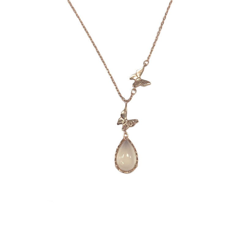 Dewdrop Pink Chalcedony Necklace