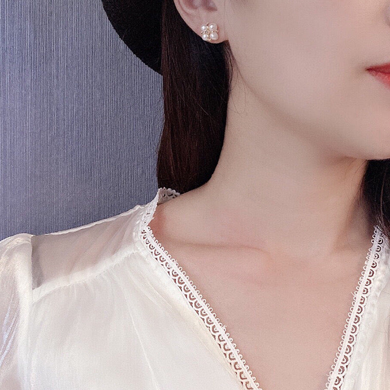 Pearly Petal Stud Earrings