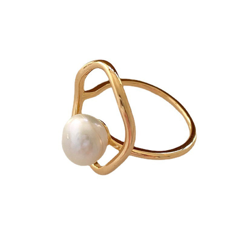 Geometric Pearl Ring