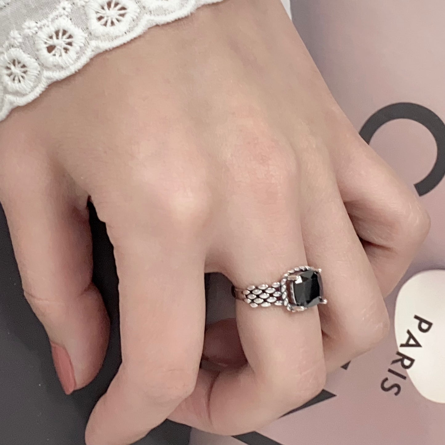 Obsidian Sparkle Ring