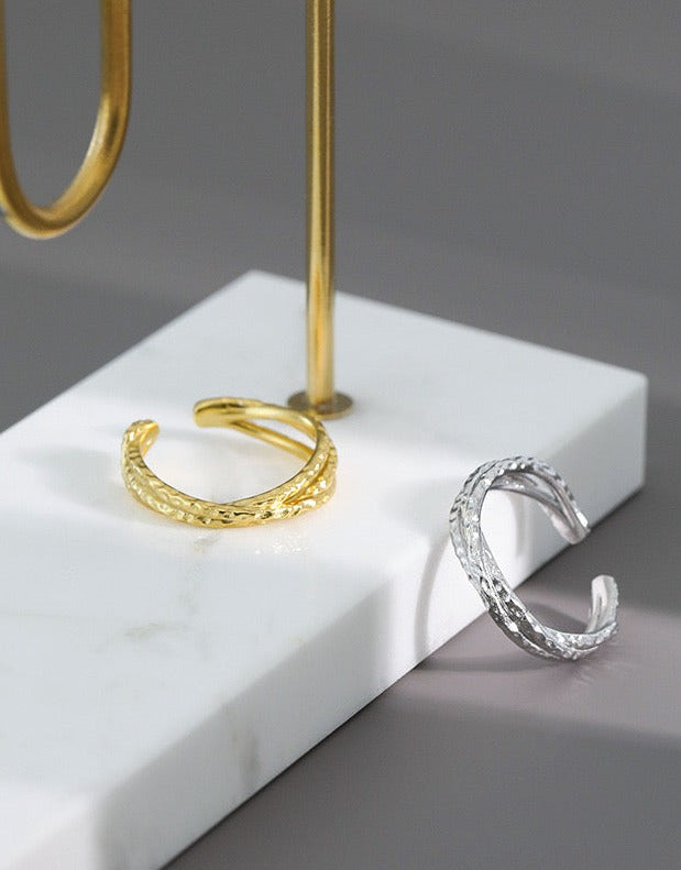 Textured Grid Enigma Ring