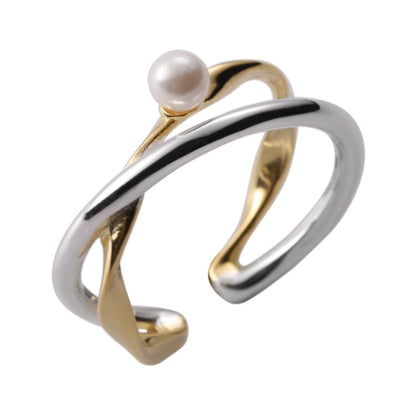 Silver-Gold Fusion Cross Ring