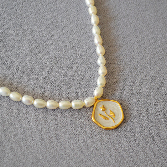 Whispering Blooms Pearl Necklace