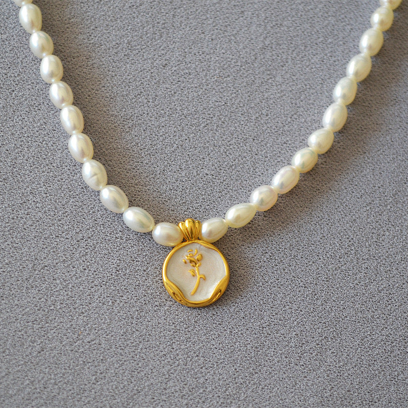 Whispering Blooms Pearl Necklace